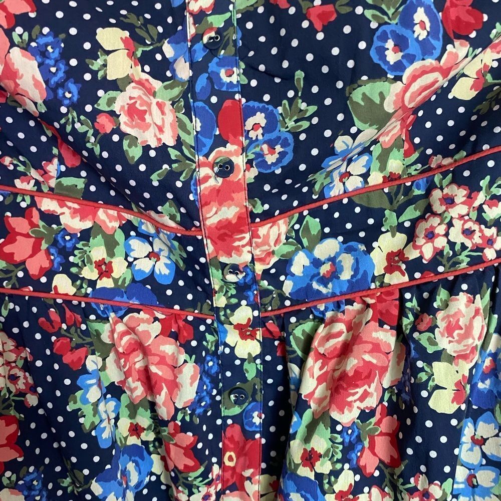 Torrid Vintage Retro inspired Strapless Sundress Blue, White polkadot, 3X - Picture 8 of 10